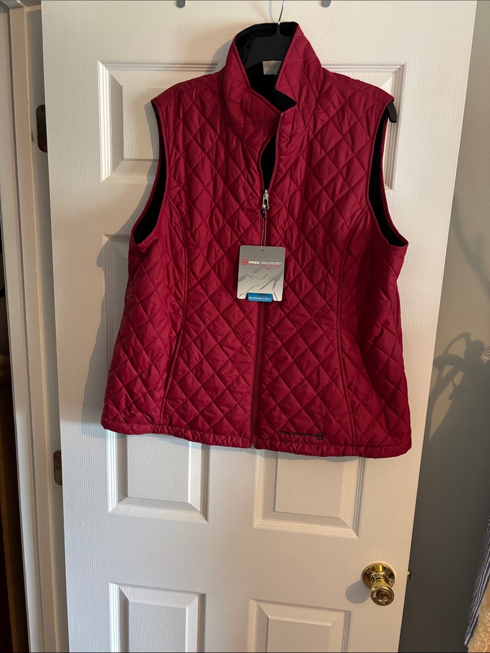 Free Country Quilted Berry-Red Sleeveless Vest